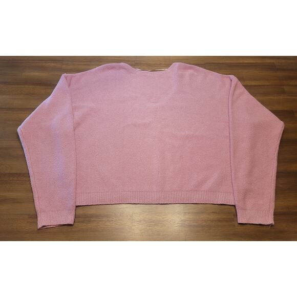 Free People “Take Me Places” Pink Knit V-Neck Sweater M – Oversized Soft Girl - Picture 3 of 8